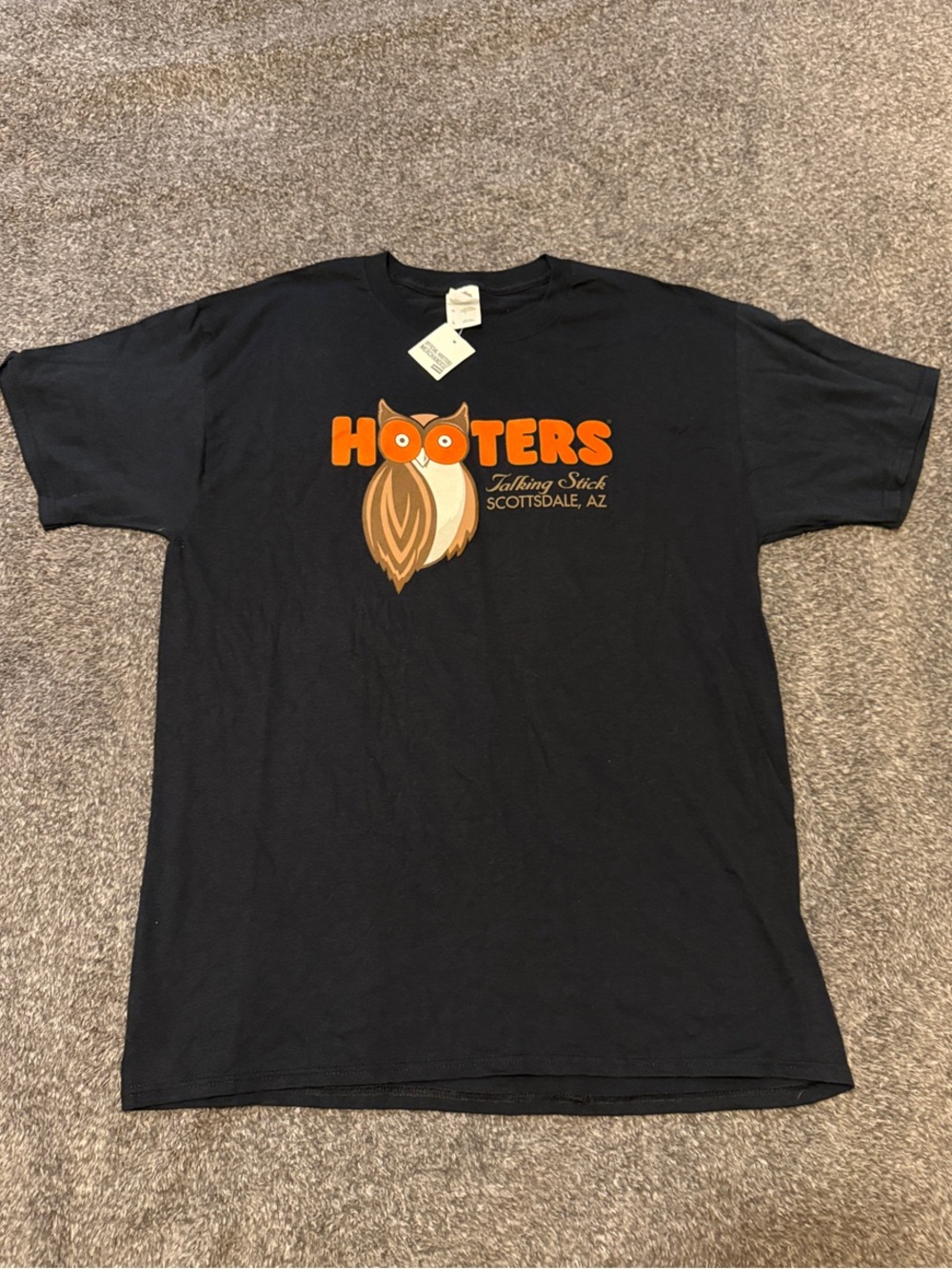 “Talking Stick” Scottsdale, Arizona Hooters Black Tee with Owl Logo